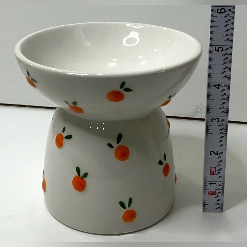 Ceramic Oranges Pet Bowl Eccolo Pets Small Dog Cat Bowl NEW